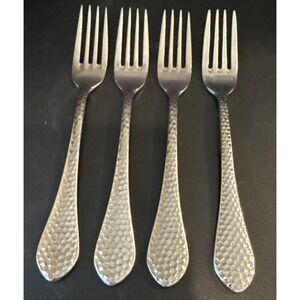Walco Hammered Fork Forks Dinner Set Of 4 Stainless Steel